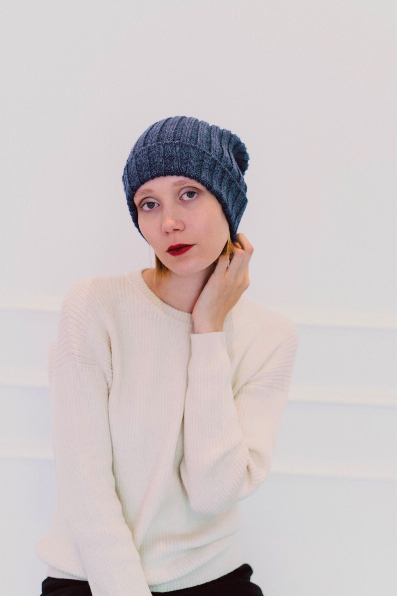 GORRO "MAYU" AZUL - 100% BABY ALPACA