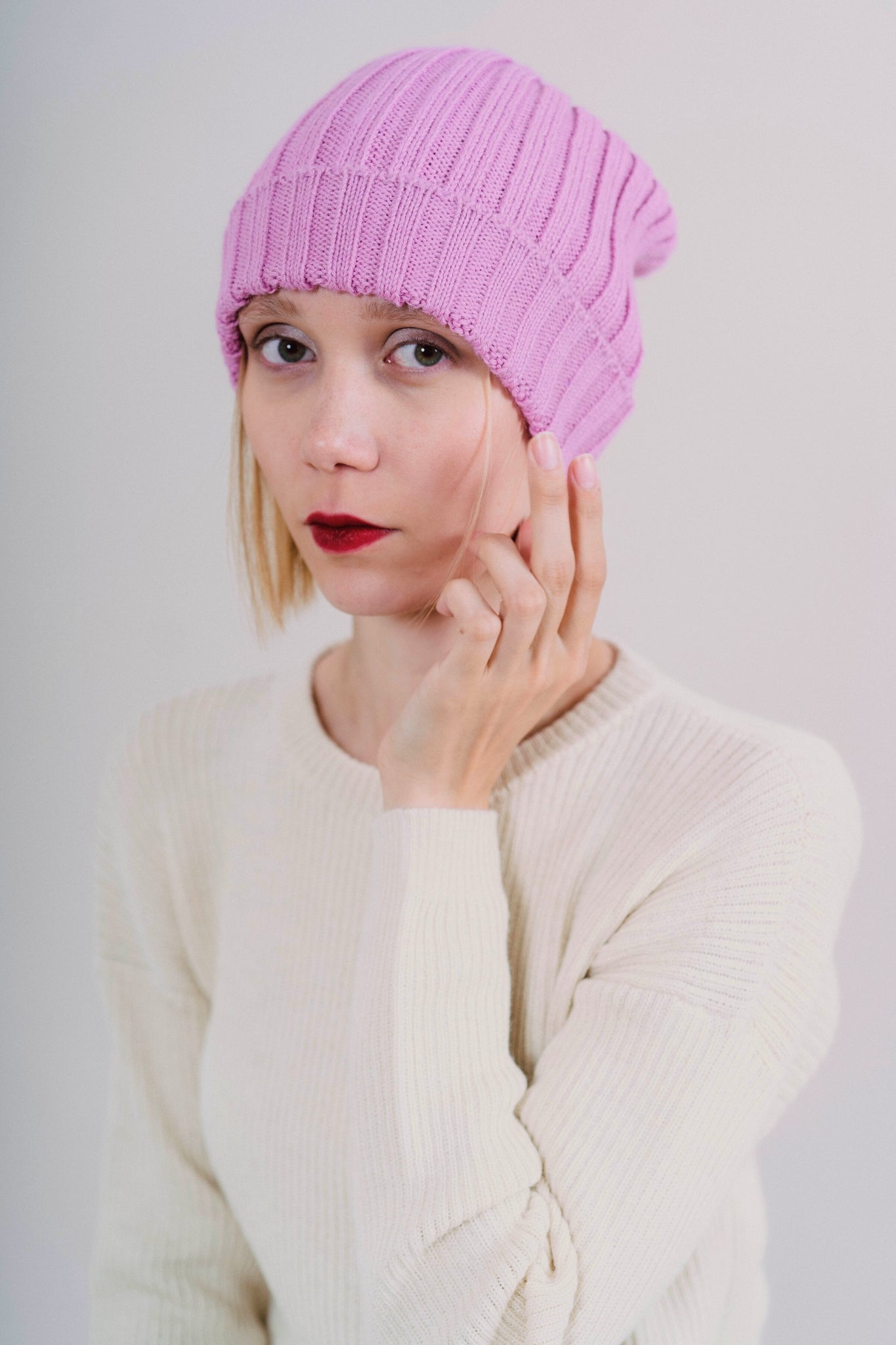 GORRO "MAYU" ROSA - 100% BABY ALPACA