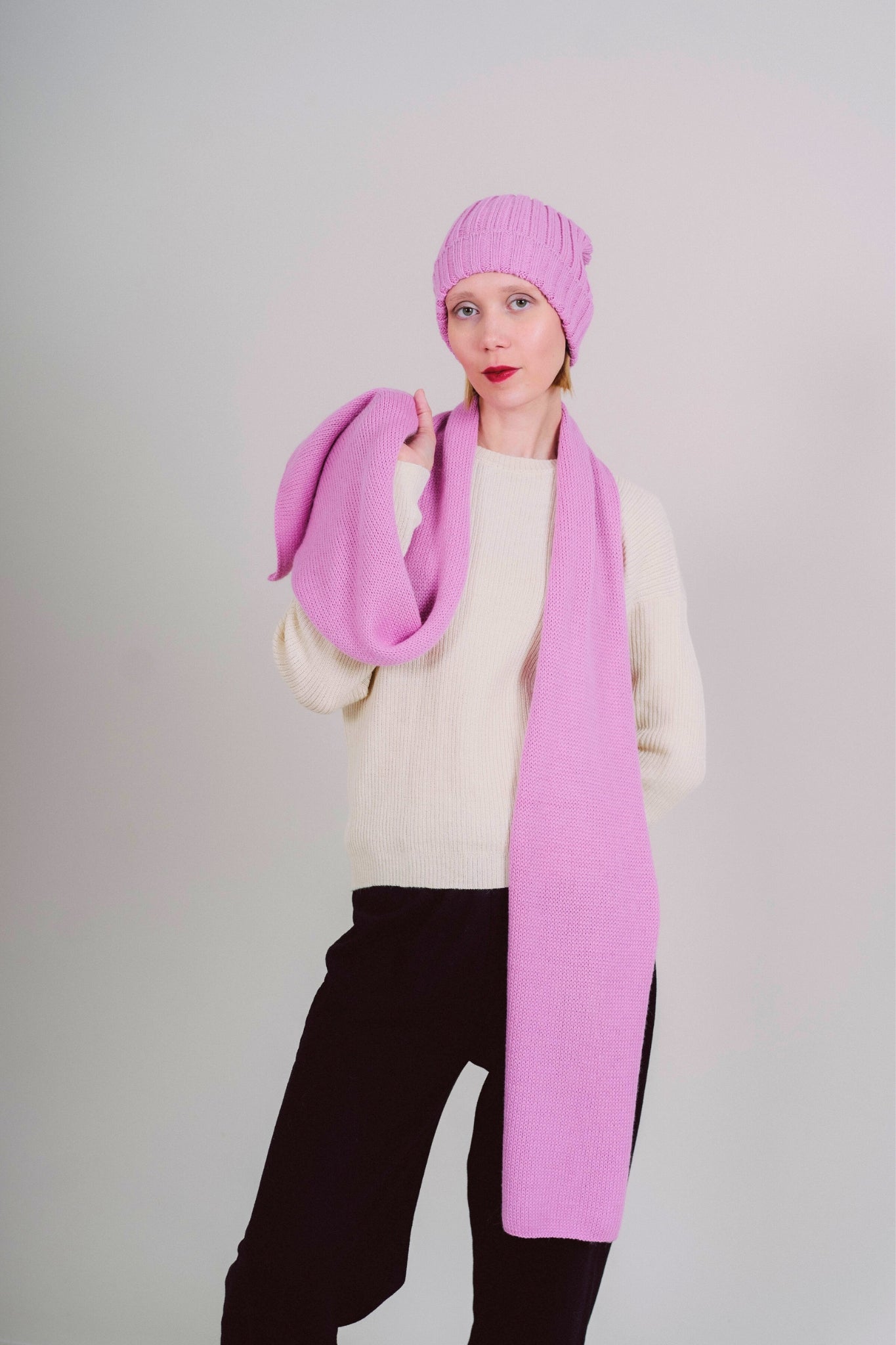 GORRO "MAYU" ROSA - 100% BABY ALPACA