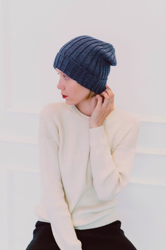 GORRO "MAYU" AZUL - 100% BABY ALPACA