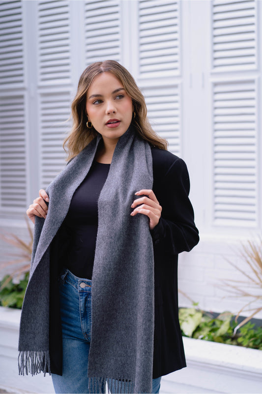BUFANDA GRIS - 100% BABY ALPACA