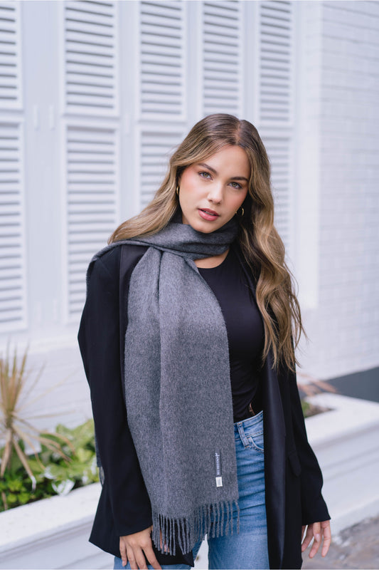 BUFANDA GRIS - 100% BABY ALPACA